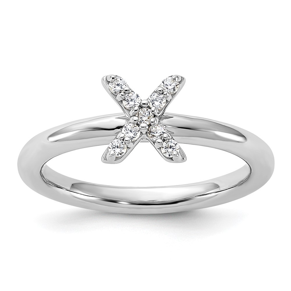 Sterling Silver Stackable Expressions Cubic Zirconia X Ring Size 9