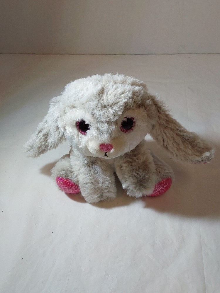 Poopchis Friends Gray Pink Bunny  Plush  Animal Toy Mini 5