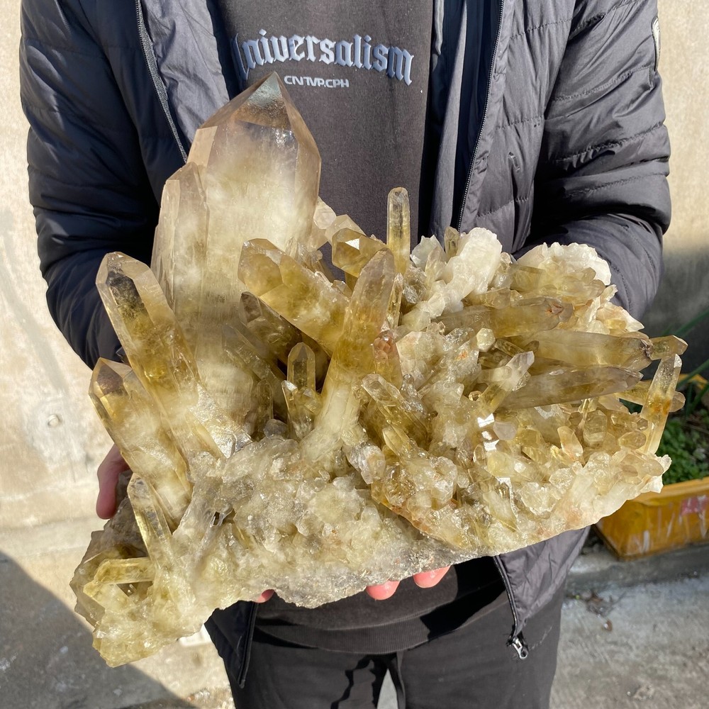 22lb Clear Natural Citrine Quartz Crystal Cluster Healing Mineral Specimen