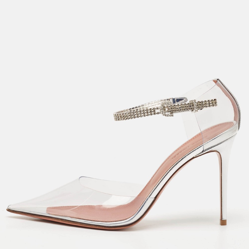 Amina Muaddi Ursina PVC & Leather Pumps in Size 39
