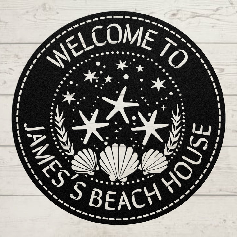 Custom Beach House Metal Sign Personalized Wall Art for Coastal Homes Gift Ideas
