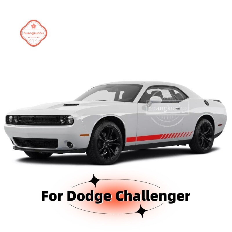 Black Vinyl Side Door Stripes Decal Kit for Dodge Challenger 2PCS