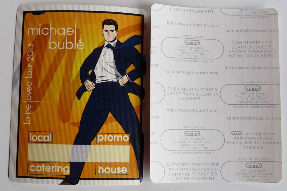 Michael Buble To Be Loved 2013 Concert Tour Yellow Backstage Pass D21