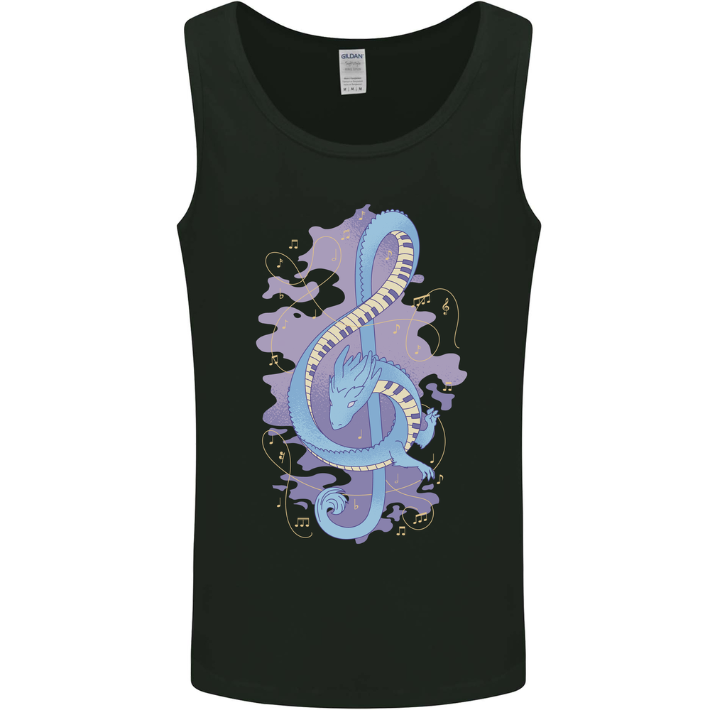 Musical Keyboard Dragon Mens Vest Tank Top