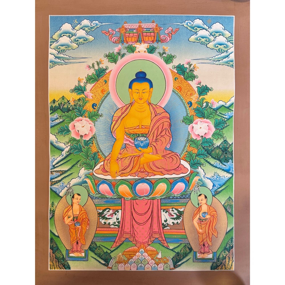 Shakyamuni Buddha Thangka Painting, Tibetan Buddha Art for Wall Decoration
