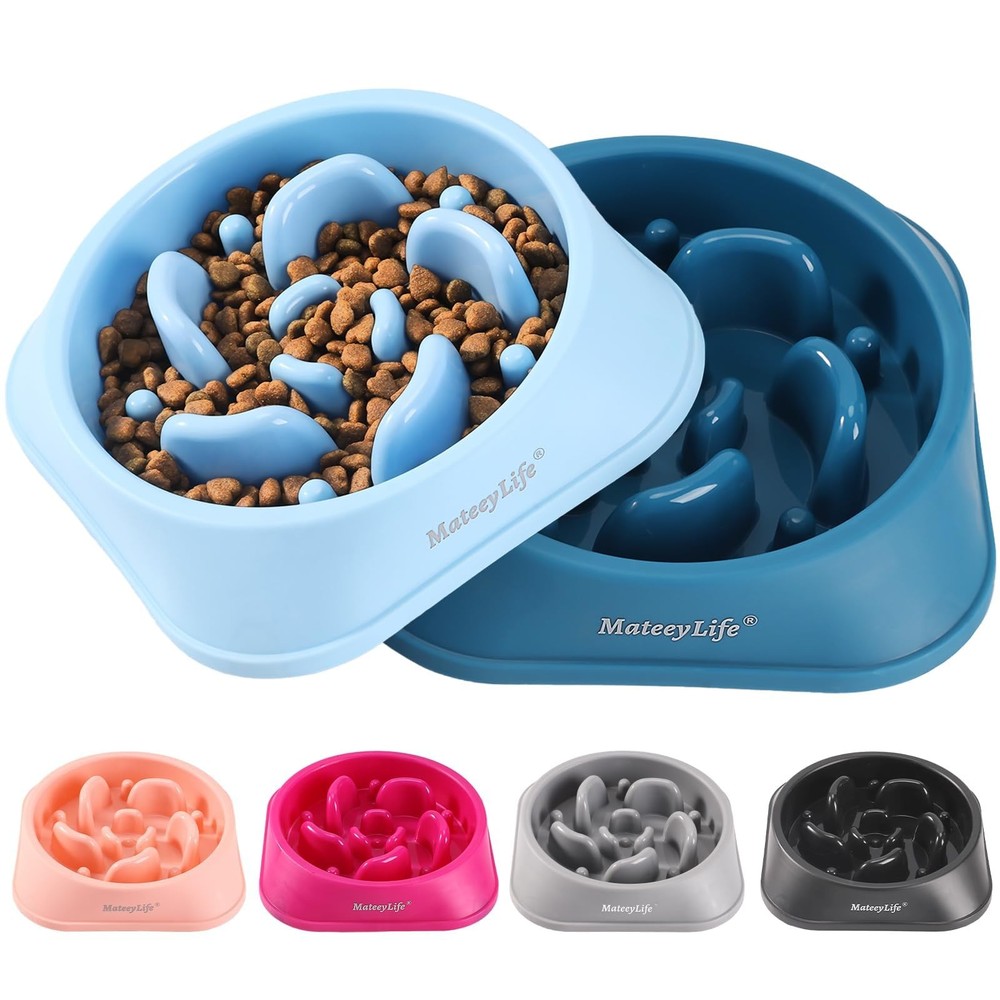 New Best MateeyLife Slow Feeder Dog Bowls 2PCS Anti-Choking Puzzle Food Bowls