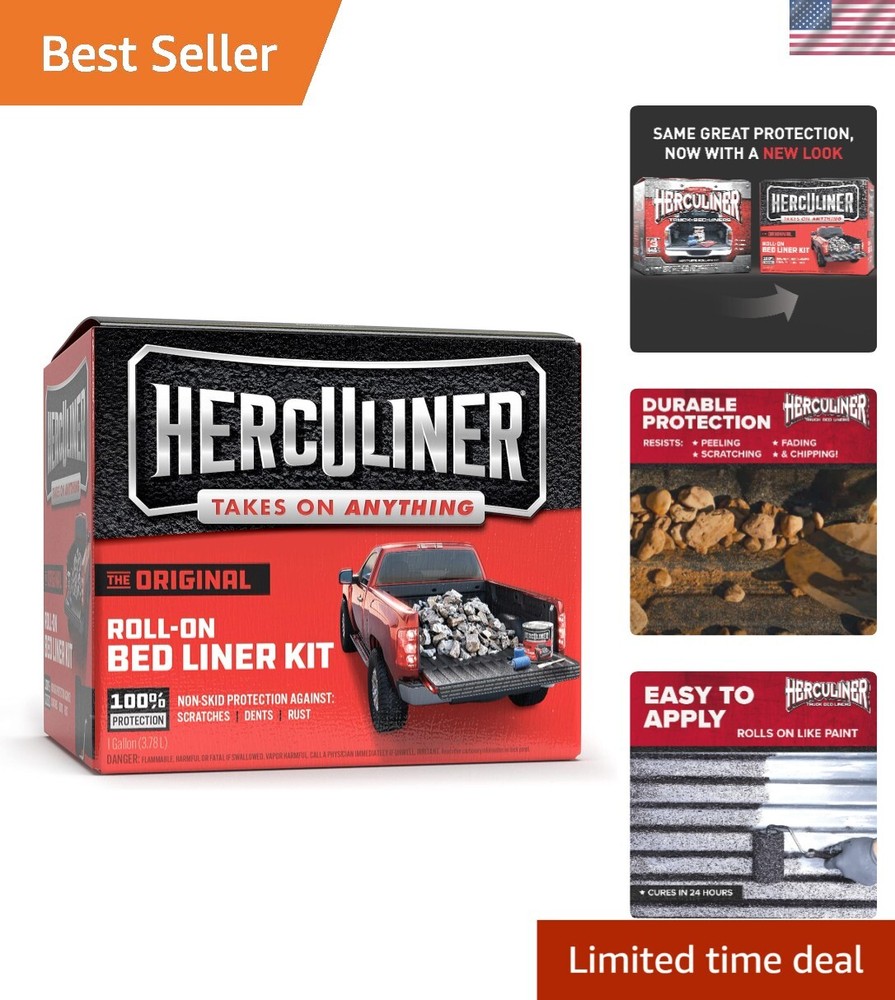 HERCULINER 1 Gal. Bed Liner Kit - Strong, Easy, and Chemical Resistant Finish