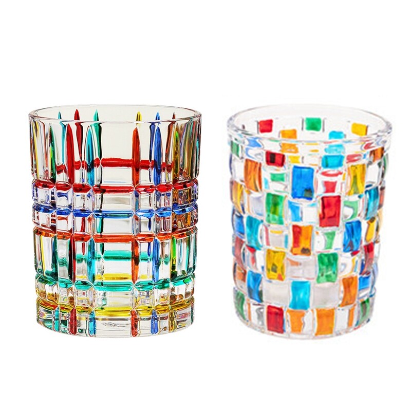 for Creative Glass Personality Coffee Glass Hand Painted Lines Woven Sty