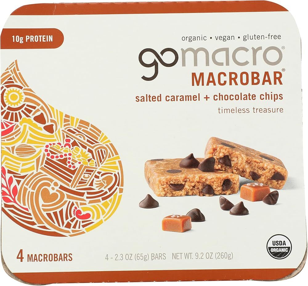 GOMACRO Organic Salted Caramel & Chocolate Chip Protein Bar 4ct, 2.3 OZ