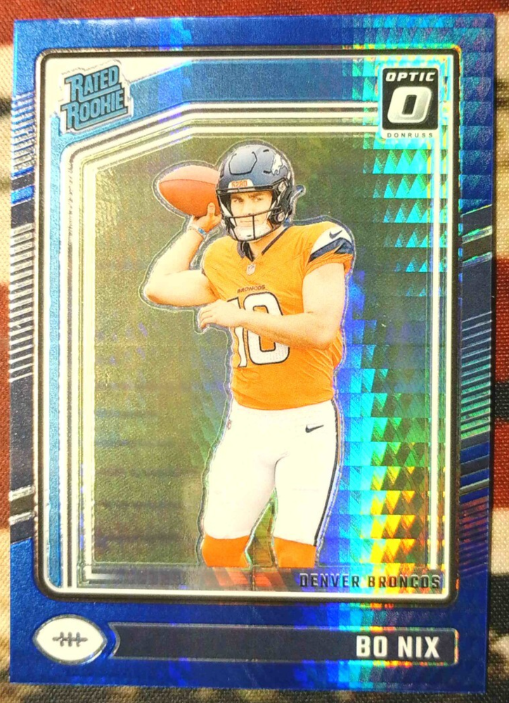 2024 Panini Donruss Optic - Rated Rookie Bo Nix #209 Blue Hyper Prizm (RC)
