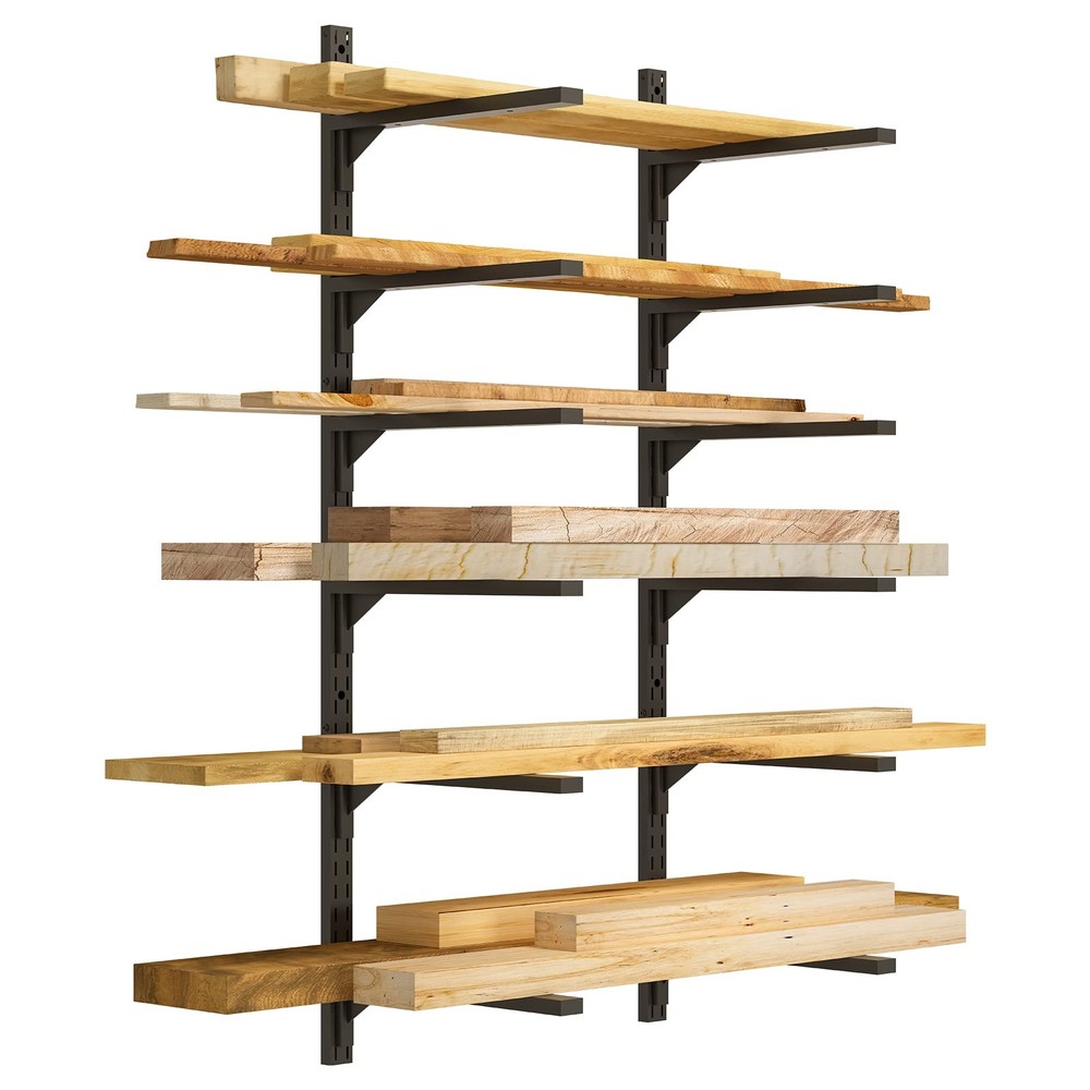 Wood Organizer Metal Rack - 6-Tier Detachable Lumber Storage Metal Rack & Adj...