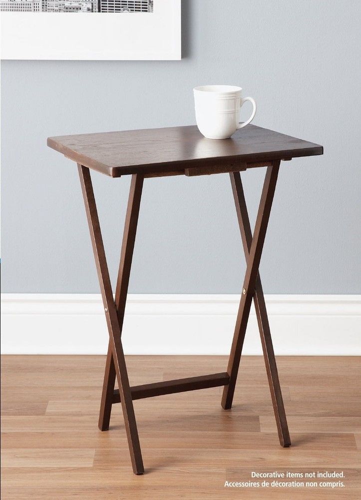 Folding Walnut Wooden TV Tray Table for Laptop Dining or Snacks