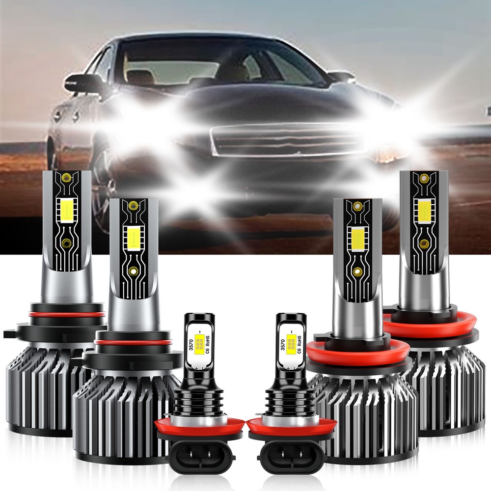 For Nissan Maxima 2009-2015 6Pcs LED Headlight Kit+ Fog Light Bulbs Combo 6500K