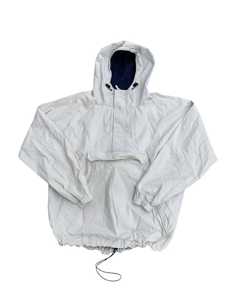 Vintage Y2K Gap Beige Canvas Anorak Hooded Pullover Jacket Size XL Gorpcore