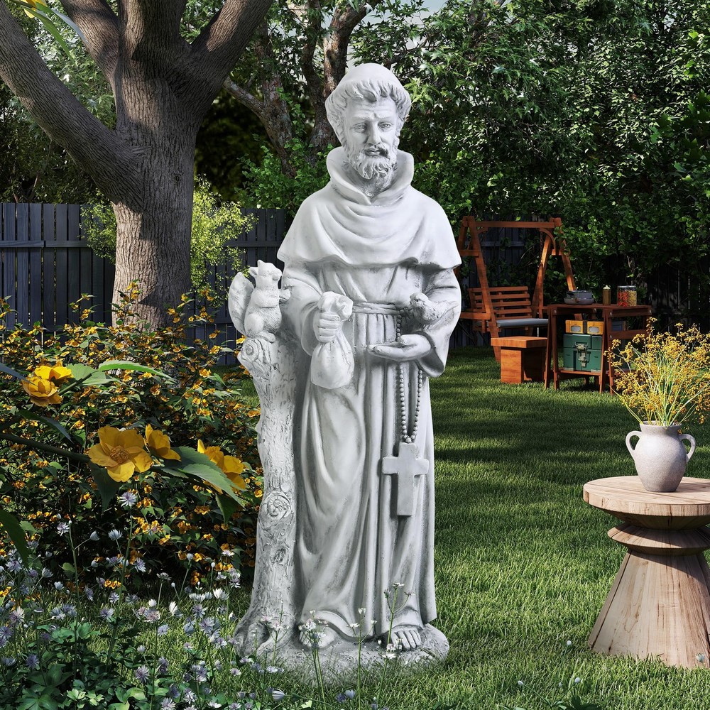 St Francis Garden Statue 30.7 Inch Catholic Saint Francis of Assisi Outdoor Yard Decor