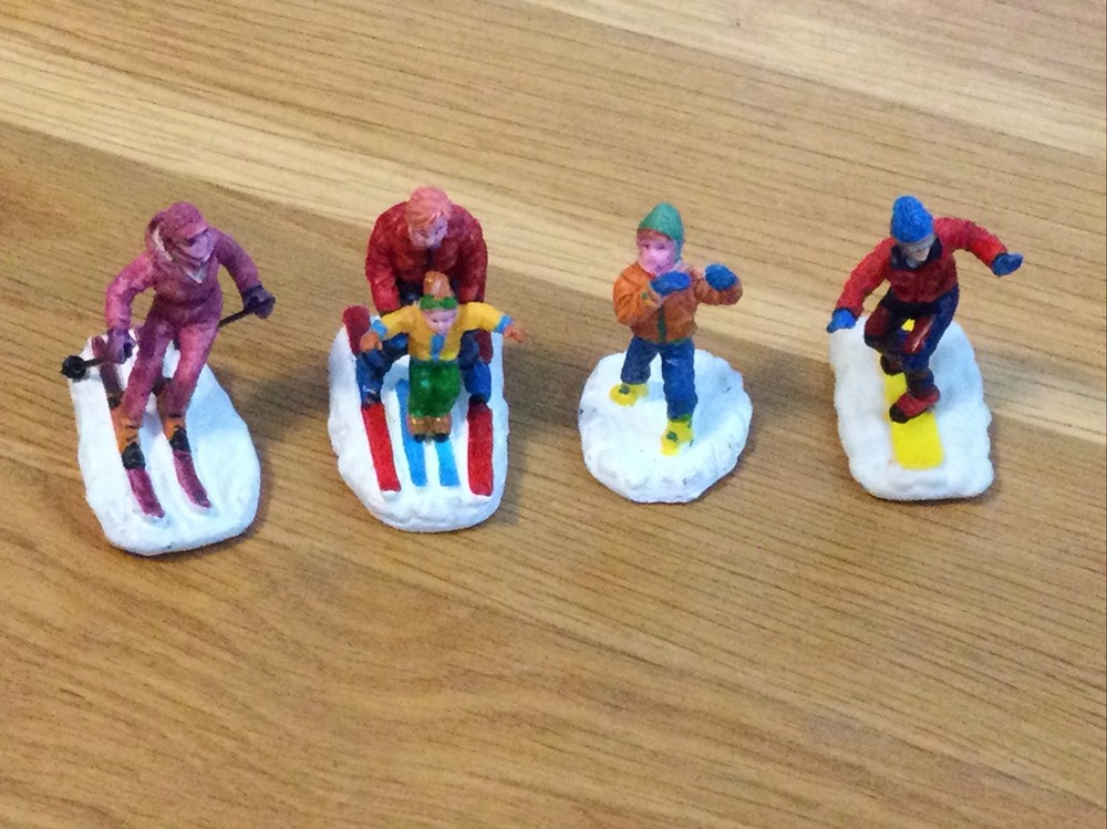 LEMAX Christmas Village Skiing Snowboard Figurines Retired Collectible Set