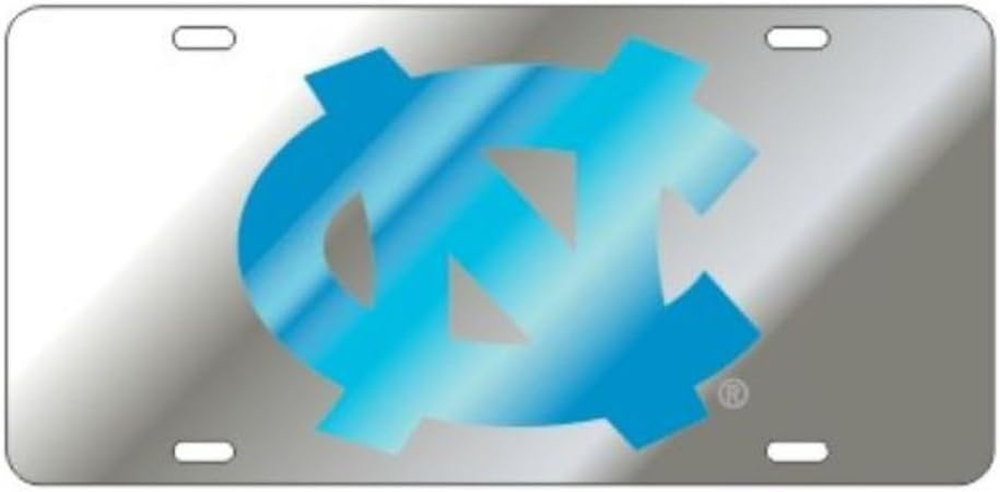 University of North Carolina Tar Heels Laser Cut Mirrored License Plate Silver W