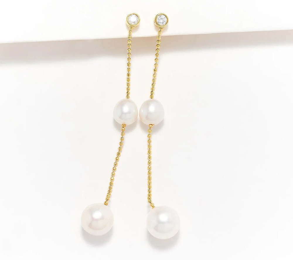 Honora Cultured Pearl Dangle Goldclad Sterling Silver Earrings