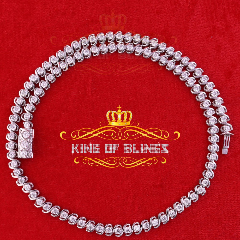 20ct Moissanite 925 Silver Men's Tennis Necklace 21.5 Inch 6mm Wide