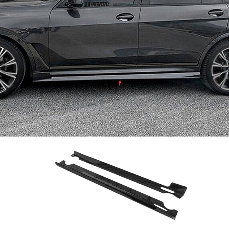 For BMW X7 G07 2019-2022 Bright Black Side Skirt Bodykit Spoiler Lip Trim 2PCS