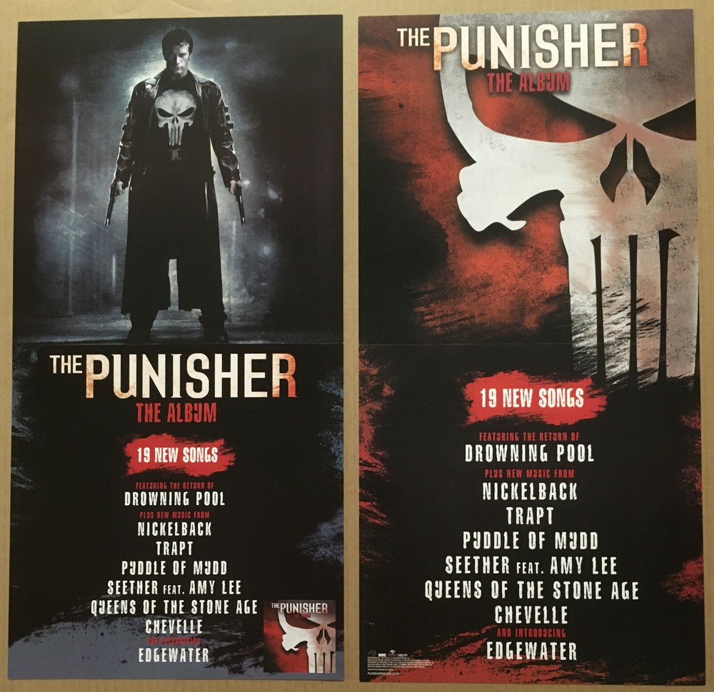 THE PUNISHER Rare DOUBLE SIDED PROMO POSTER FLAT for 2004 CD Nickelback CHEVELLE