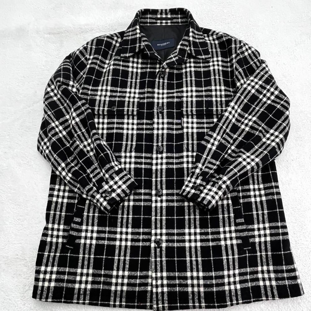 BURBERRY Shirt Jacket Check Coat Blouson Wool Angora Men Size M Used NAME