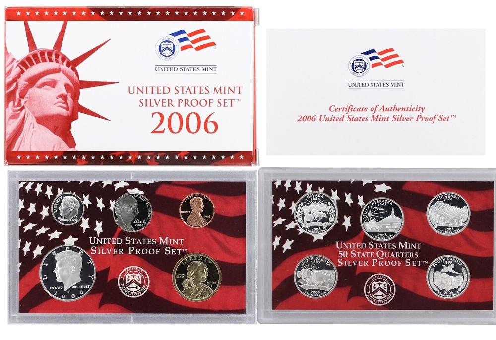 2006 United States Mint Silver Proof Set - 10 Coins- COA & OGP  90% Silver