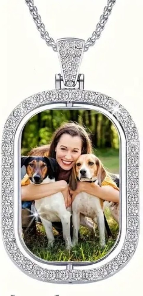 Photo CZ Necklace Personalized Custom Photo Pendant & Chain Double Sided Photo