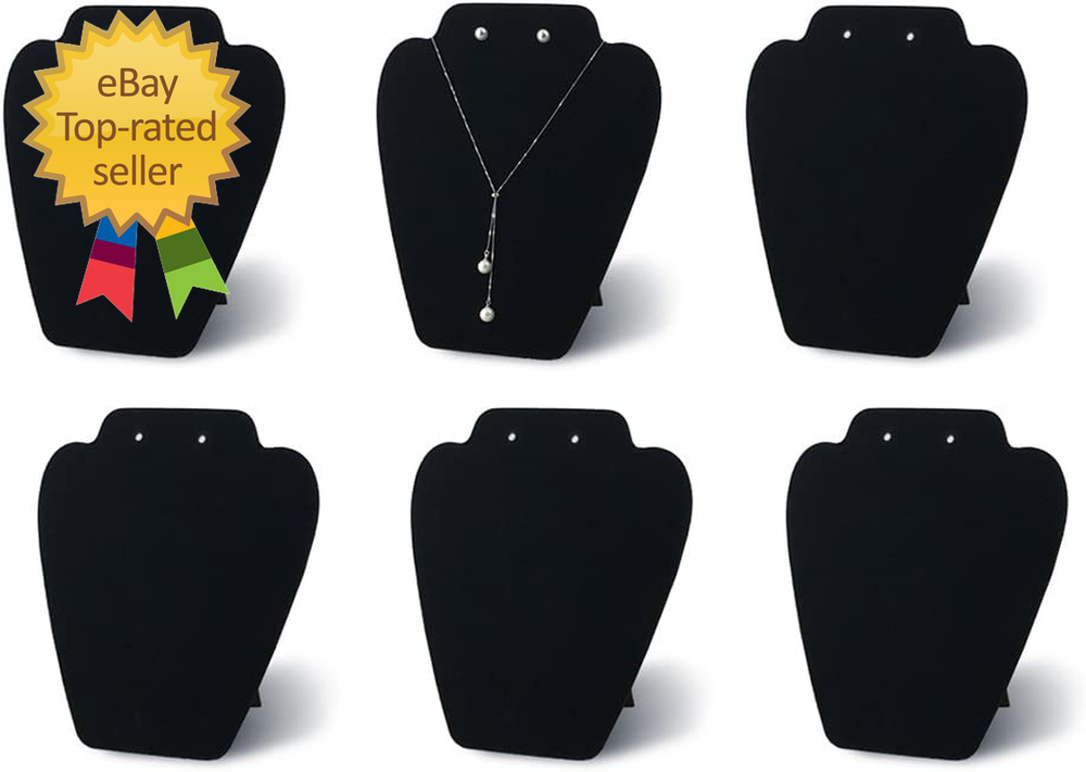 6-Piece Black Velvet Necklace Display Stand for Jewelry Shows