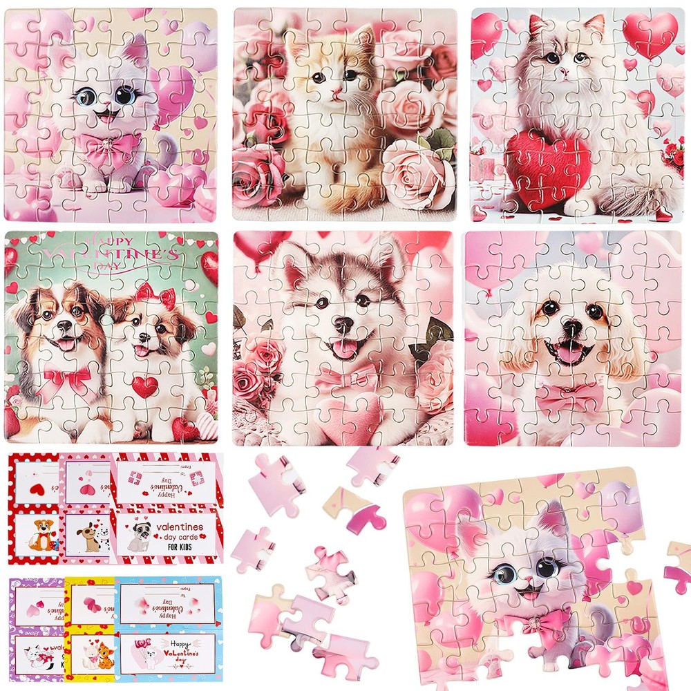24 Pack Valentine's Puzzle Party Favors for Kids & Classrooms  