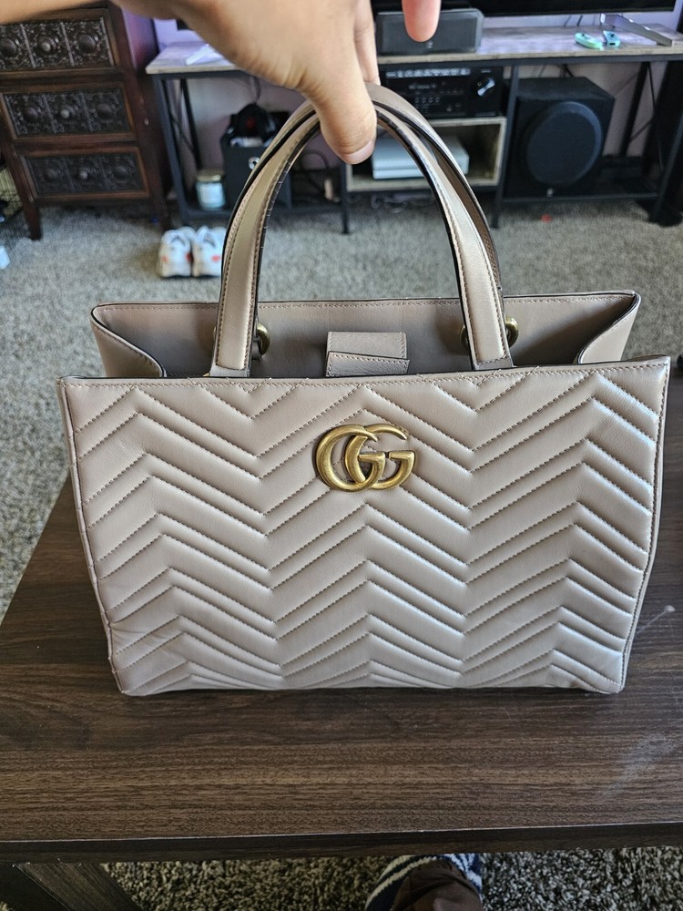 Gucci Marmont Medium Leather Tote Bag in Signature GG Design
