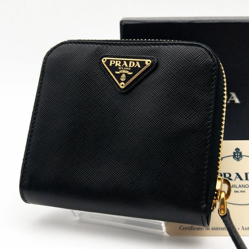 PRADA Saffiano leather bifold wallet with Triangle logo in excellent condition