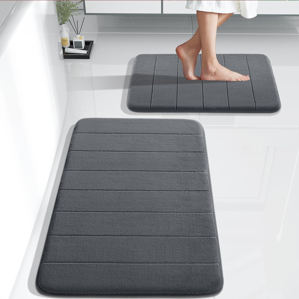 Bathroom Rugs Sets 2 Piece, Soft Absorbent Memory Foam Bath Mats Set, Dry Fas...