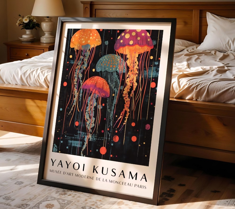 Yayoi Kusama Jellyfish Art Poster Print Colourful Modern Wall Decor Unframed