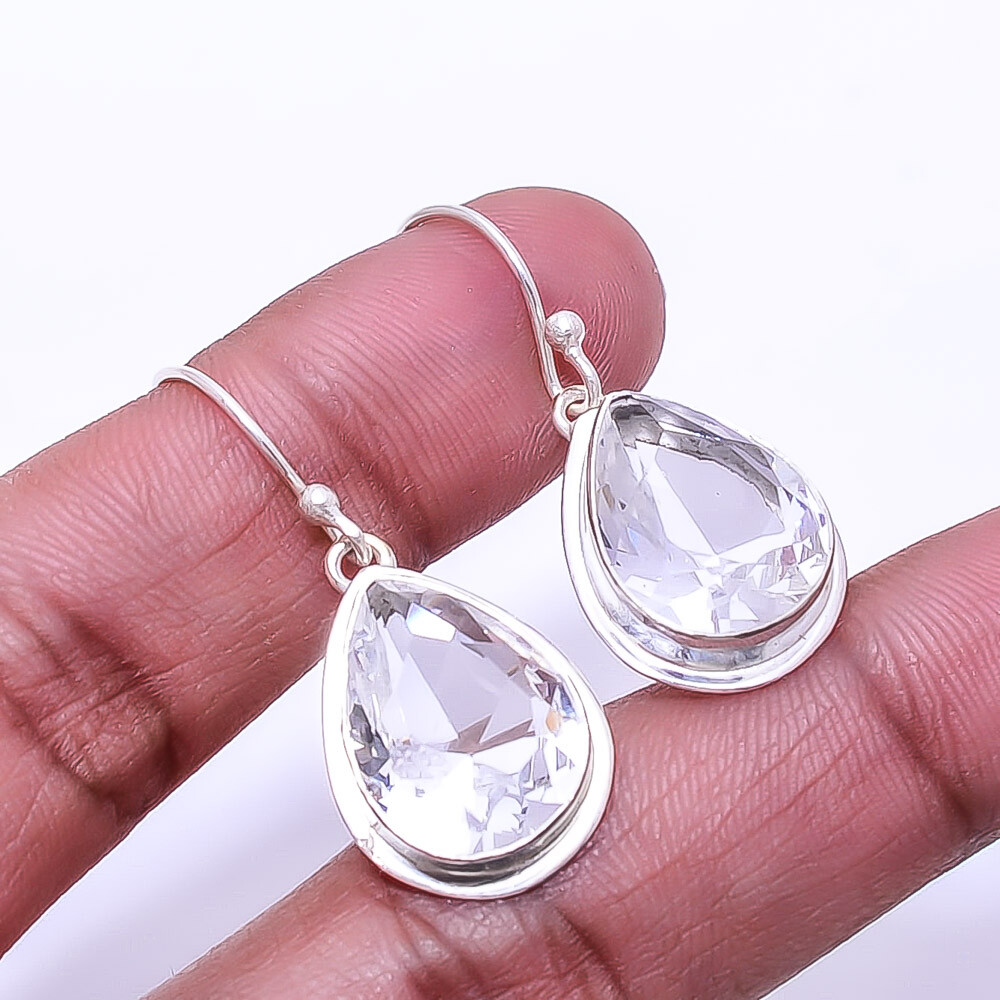 White Topaz Gemstone 925 Sterling Silver Earring 1.33