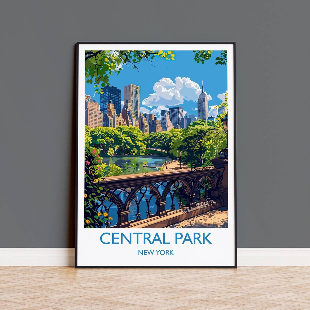 Central Park New York Travel Print Wall Art Travel Poster Of Central Park New