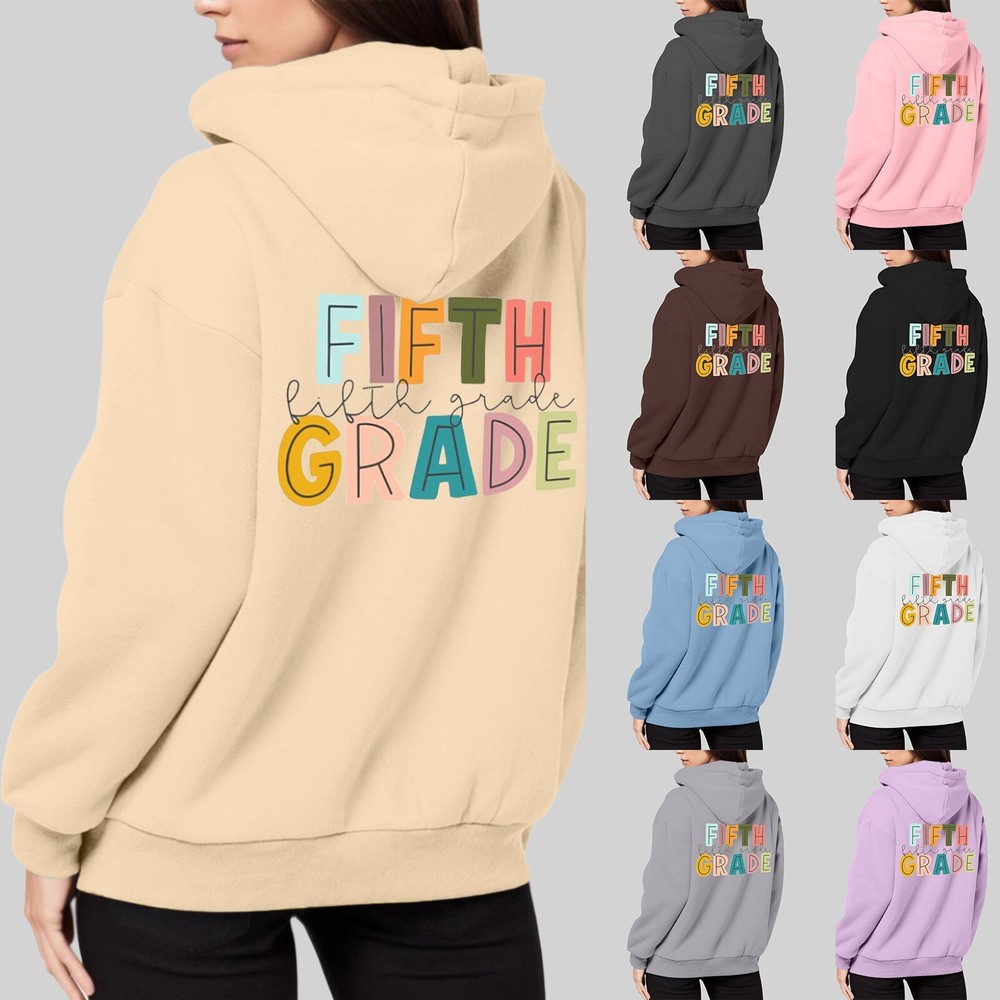 Women’s Back-to-School Printed Long Sleeve Zipper Hoodie for Fall Season-image