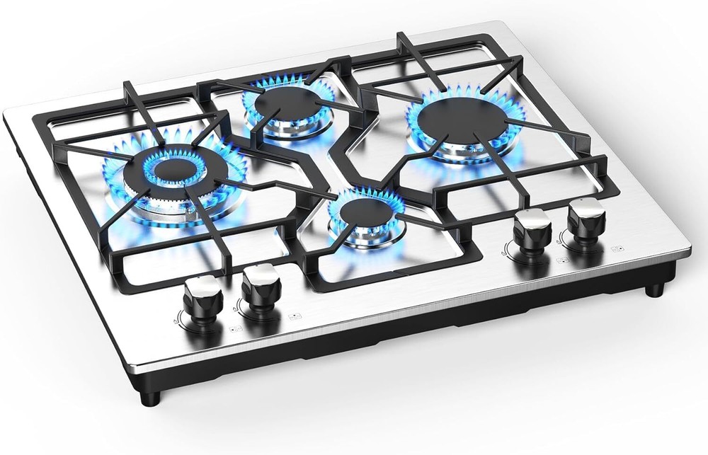 Gas Cooktop 4 Burners, 23Inch Stainless Steel Gas Stove Top, Built-in Gas Pro...