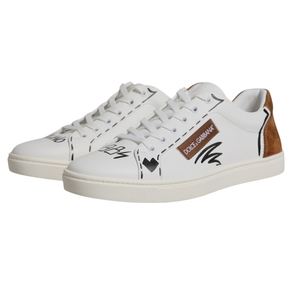 DOLCE & GABBANA Shoes White Brown London Low Top Men Sneakers EU44 / US11 750usd