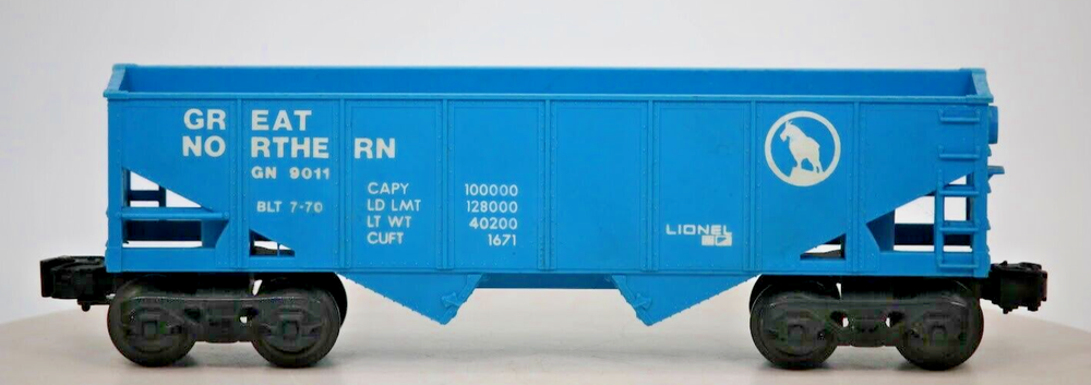 Vintage Lionel O Gauge Great Northern GN 9011 2 Bay Hopper Car Weathered Finish  