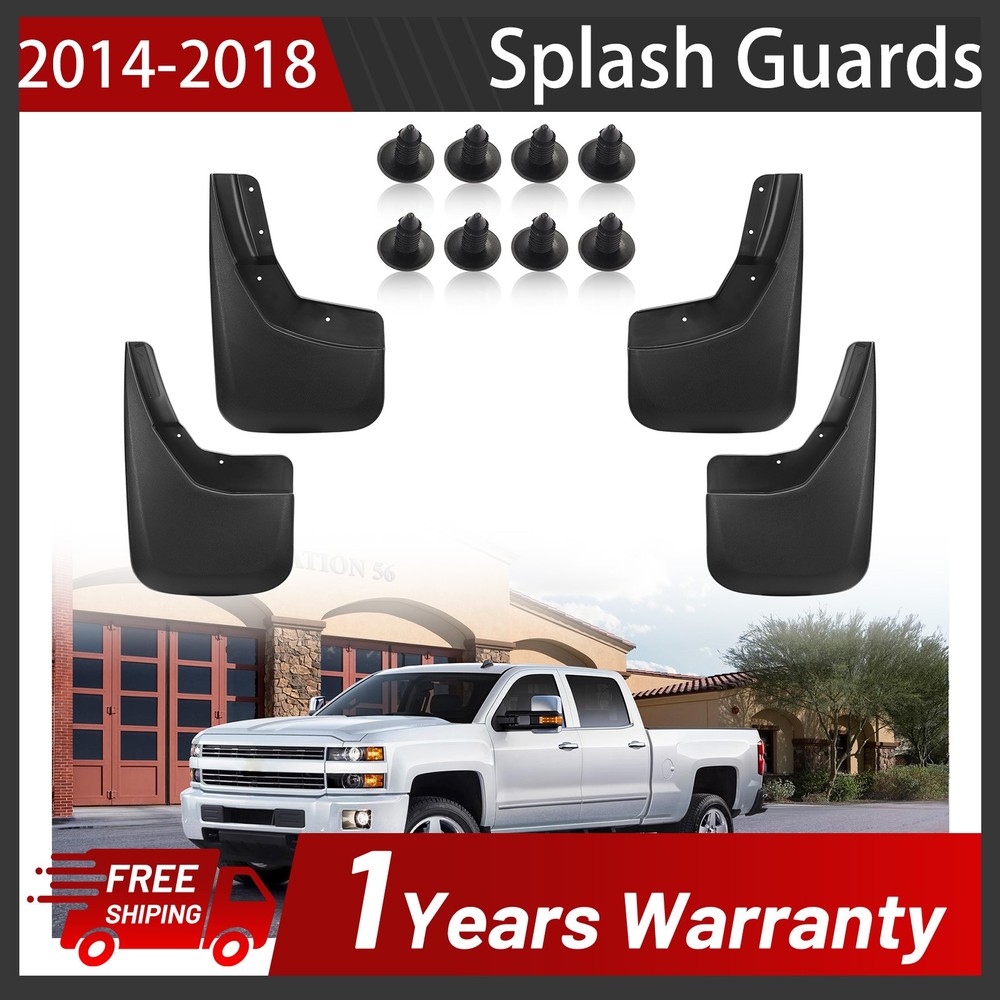 Front Rear Factory Style Mud Guards Splash Flaps Set Fit 14-18 Chevy Silverado