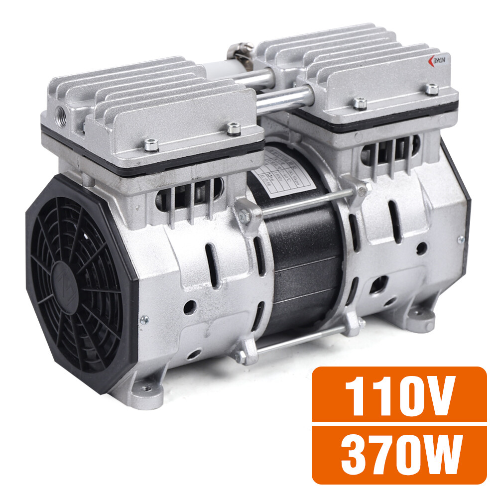 New 370W 8 Bar Oilless Piston Compressor Pump Double Cylinder High Pressure