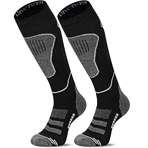 Merino Wool Thermal Knee-High Ski Socks 2 Pairs in Black
