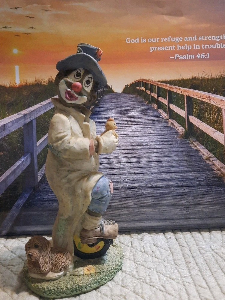 Vintage African American Unicycle Riding Clown Figurine