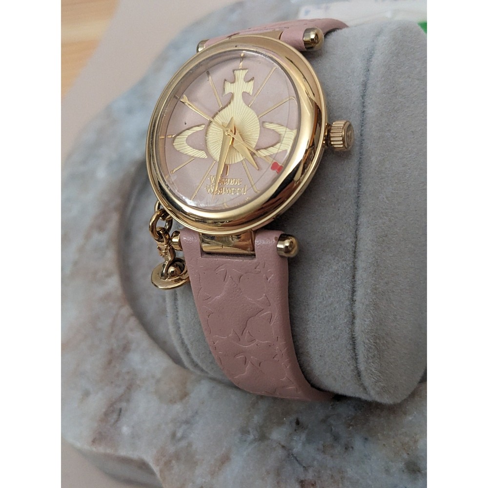 FLAW Vintage Vivienne Westwood Orb Charm Pink Strap Watch Working