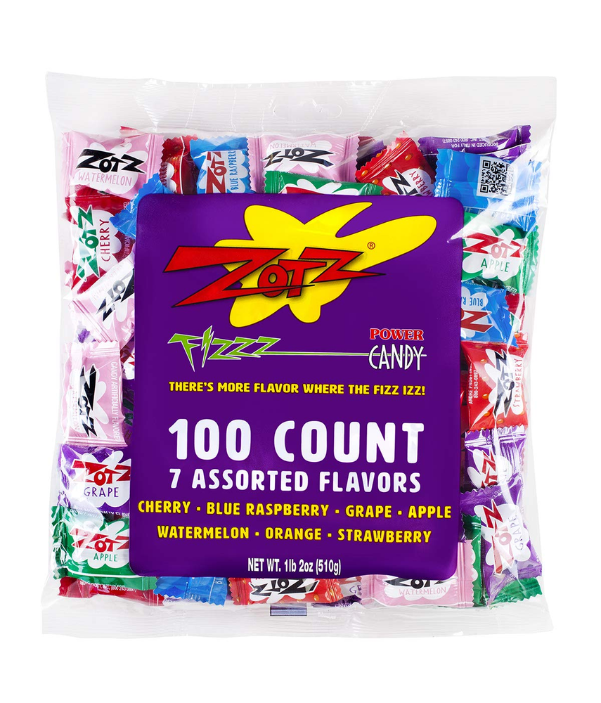 Fizzy Candy Bag, Assorted Flavors, 100 Count Bag NEW