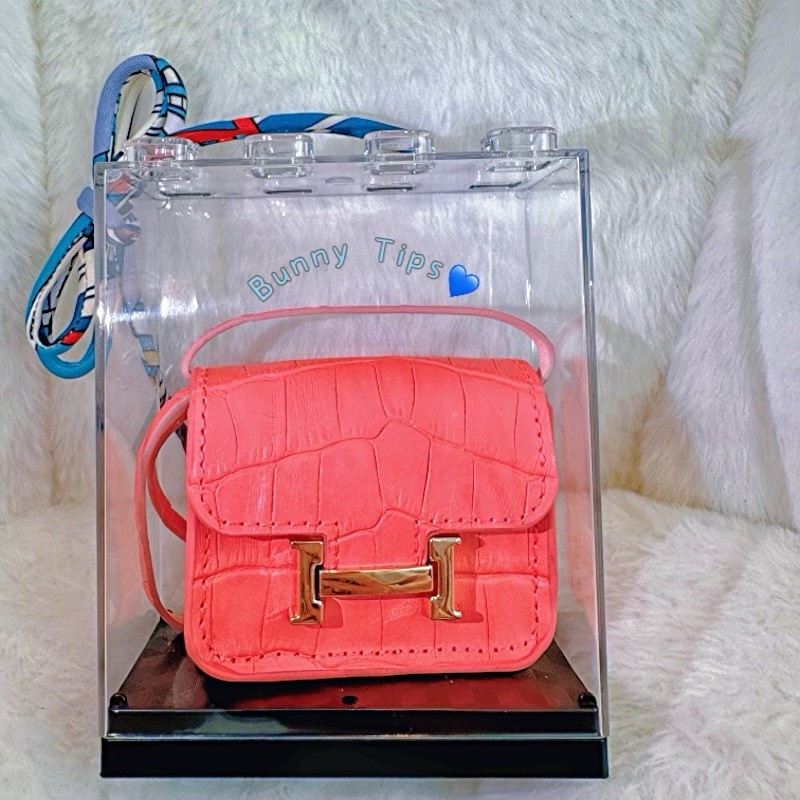 Cute Leather Mini Wallet Lipstick Bag Keychain Charm for AirPod Ladies Car Accessory