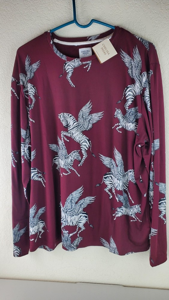 Chelsea Peers  Long Sleeve Pajamas TOP ONLY Size 18 New With Tags