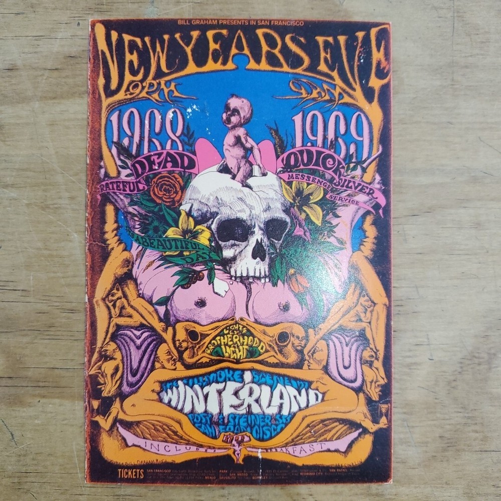 Grateful Dead 1968-1969 NYE Handbill Fillmore West Winterland Concert Collectible-image