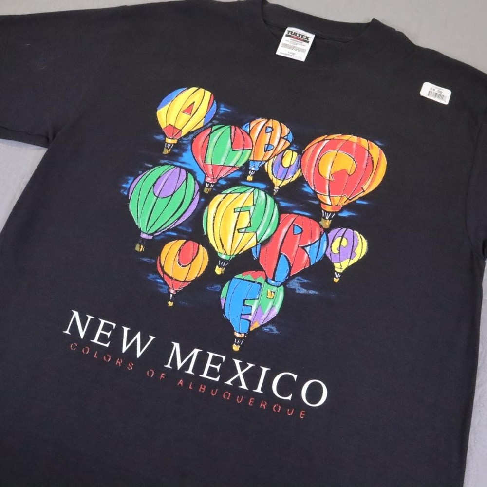 Vintage New Mexico Albuquerque Shirt Mens L Black Hot Air Balloon Festival 90s